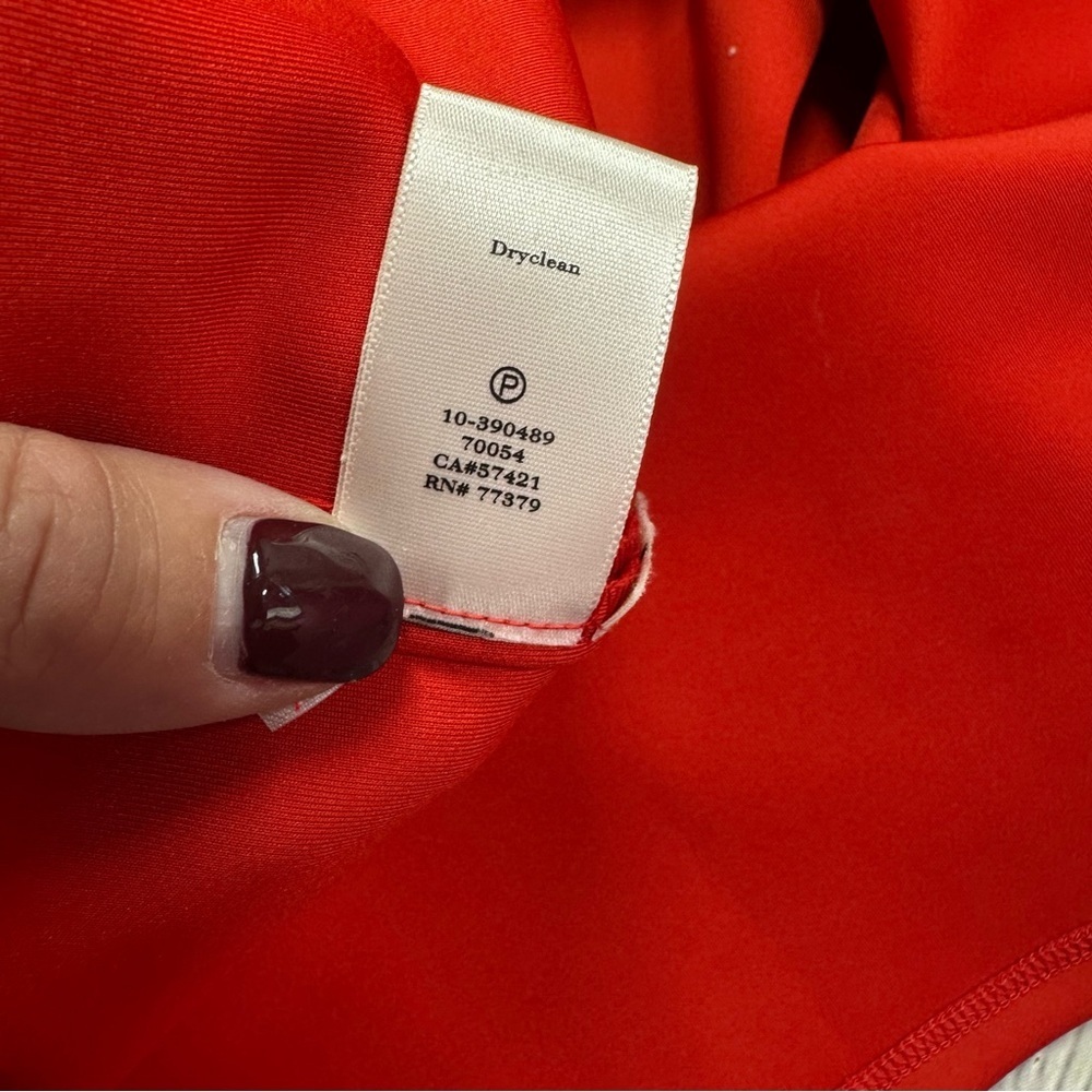 ann taylor bright red fit and flair pleated midi dress sz 0 sleeveless office - Picture 10 of 10